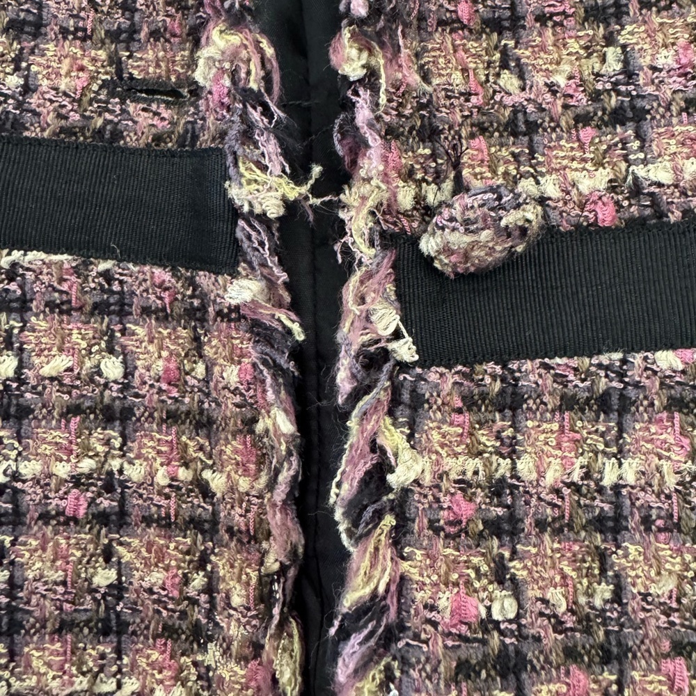 Bisou Bisou Tweet Blazer jacket Michele Bohbot multi colored fringe - Picture 7 of 9